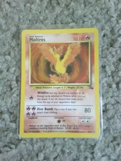 Moltres Holographic Foil - Fossil Set 12/62 - 1999 Pokemon Card Heavily Played - Image 1