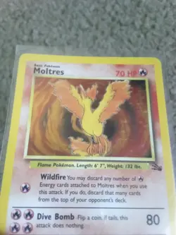 Moltres Holographic Foil - Fossil Set 12/62 - 1999 Pokemon Card Heavily Played - Image 2