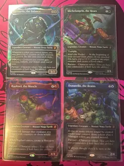 Leonardo Michelangelo Raphael & Donatello Borderless FOIL NM Mythic TMNT MTG - Image 1