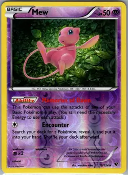 Mew 29/124 Reverse Holo XY - Fates Collide - Pokemon Card - NM - Image 1