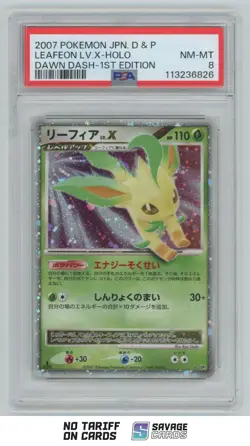2007 Pokemon Japan D&P Dawn Dash 1st Edition Holo Leafeon PSA 8 - Image 1