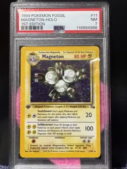 1999 POKEMON FOSSIL #11 MAGNETON-HOLO 1ST EDITION PSA 7 - Image 1