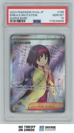2023 Pokemon SV2a Japan Super rare Erika's Invitation PSA 10 #196/165 - Image 1