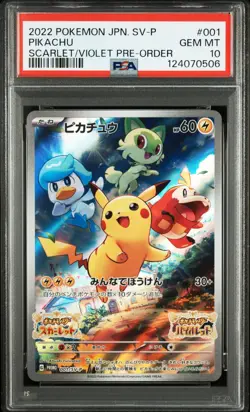 Pikachu 001/SV-P Scarlet & Violet Pre-order Sv Promo Pokemon Japanese PSA 10 - Image 1