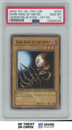 2002 Yu-Gi-Oh Legend/Blue Eyes 1st Edition Dark King Of Abyss PSA 10 #LOB-020 - Image 1