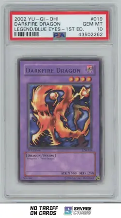 2002 Yu-Gi-Oh Legend/Blue Eyes 1st Edition Darkfire Dragon PSA 10 #LOB-019 - Image 1