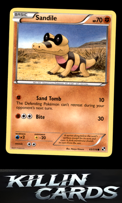 Sandile 63/114 Pokemon Common Black and White Card LP - Image 1