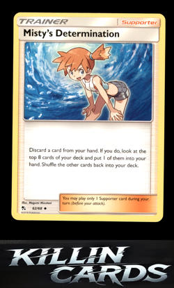 Misty's Determination 62/68 Pokemon Uncommon Hidden Fates Card LP - Image 1