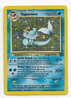 1999 Pokemon Jungle Vaporeon Holo Foil Card #12/64 NM-MT - Image 1