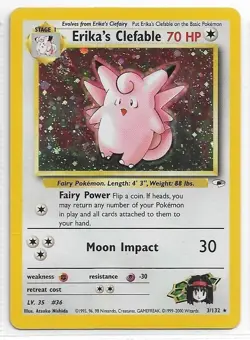 Erika's Clefable Holo Foil Gym Heroes 3/132 Pokemon Card NM-MT Never Played With - Image 1