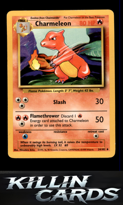 Charmeleon 024/102 Pokemon Uncommon Base Set Card LP - Image 1