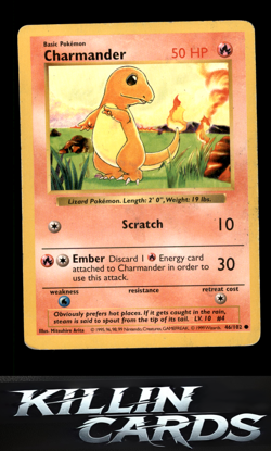 Charmander 046/102 Pokemon Common Base Set (Shadowless) Card DM - Image 1