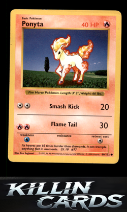 Ponyta 060/102 Pokemon Common Base Set (Shadowless) Card DM - Image 1