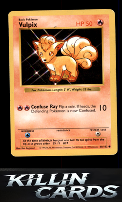 Vulpix 068/102 Pokemon Common Base Set (Shadowless) Card MP - Image 1