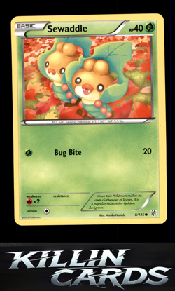 Sewaddle 8/135 Pokemon Common Plasma Storm Card LP - Image 1