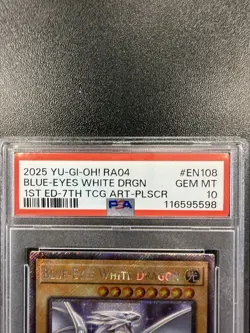 2025 YU-GI-OH! QUARTER CENTURY STAMPEDE Blue Eyes White Dragon RA04-EN108 PSA 10 - Image 2