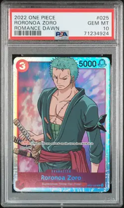 2022 ONE PIECE OP01-ROMANCE DAWN #025 RORONOA ZORO PSA 10 - Image 1