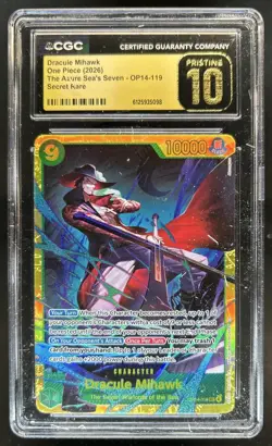 2026 One Piece Azure Sea's Seven Dracule Mihawk Secret #OP14-119 CGC 10 Pristine - Image 1