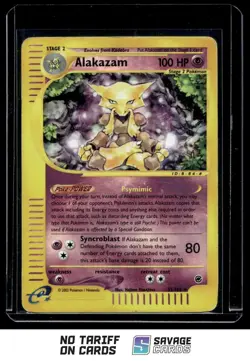 2002 Pokemon E-Card - Expedition Reverse Holo Alakazam #33/165 - Image 1