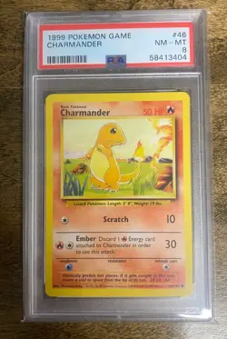1999 Pokemon Game #46 Charmander PSA 8 Base Set Unlimited Card - Image 1