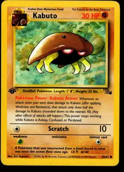 Kabuto Common 1st Edition Fossil 50/62 HP Pokemon Card - Image 1