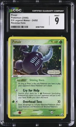 CGC 9 MINT Pinsir 2006 EX Legend Maker 24/92 Reverse Holo STAMPED Pokemon Card - Image 1