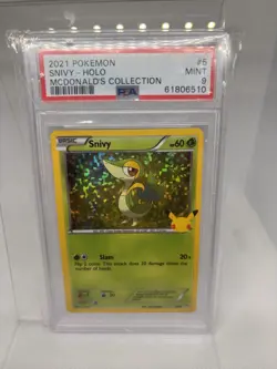 Pokemon TCG McDonald's 2021 25th Anniversary Snivy Card 5/25 Holo PSA 9 - Image 1