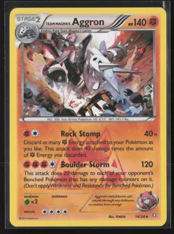 Team Magma's Aggron Holo Rare Double Crisis 14/34 LP Pokemon Card - Image 1