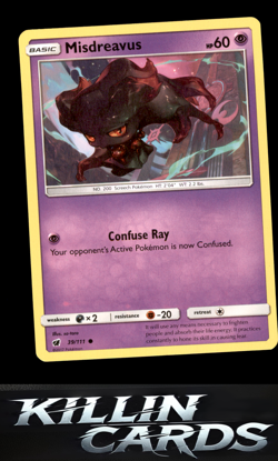Misdreavus 39/111 Pokemon Common SM - Crimson Invasion Card LP - Image 1