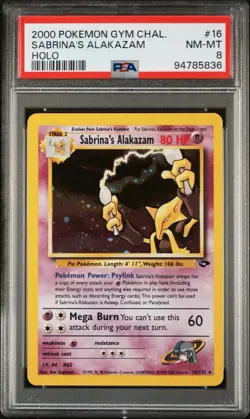 Pokemon Gym Challenge Sabrina's Alakazam Holo 16/132 Psa 8 - Image 1