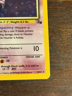Pokemon TCG Haunter 6/62 Holo Rare Fossil Unlimited 1999 WOTC VTG LP - Image 4