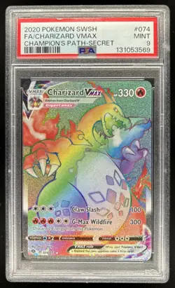 2020 Pokemon SWSH Champion's Path Charizard VM #074/073 PSA 9 - Image 1