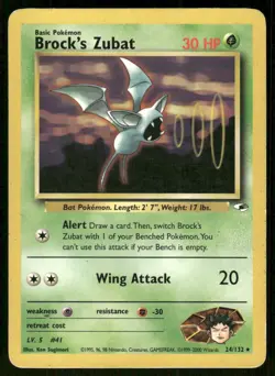 Pokemon Tcg Brock's Zubat #24 Pokemon Gym Heroes HP - Image 1