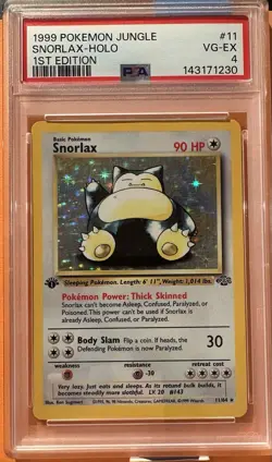 Pokemon TCG Jungle Snorlax 11/64 Holo Rare 1st Edition PSA 4 - Image 1