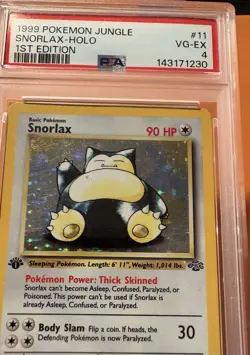 Pokemon TCG Jungle Snorlax 11/64 Holo Rare 1st Edition PSA 4 - Image 3