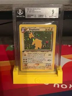Pokemon TCG 2001 Neo Revelation 1st Edition Ampharos Holo 1/64 BGS 9 MINT SWIRL - Image 1