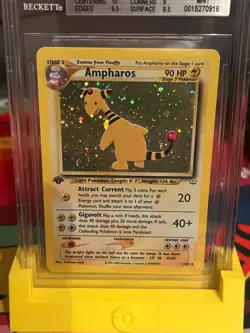 Pokemon TCG 2001 Neo Revelation 1st Edition Ampharos Holo 1/64 BGS 9 MINT SWIRL - Image 2