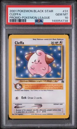 2001 POKEMON PROMO BLACK STAR POKEMON LEAGUE #31 CLEFFA PSA 10 - Image 1