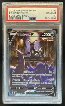 2021 Pokemon SWSH Evolving Skies Umbreon V #189/203 PSA 10 - Image 1