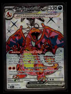 Pokemon Charizard Ex 215/197 OBF EN Sv03: Obsidian Flames Ultra Rare Holo NM - Image 1