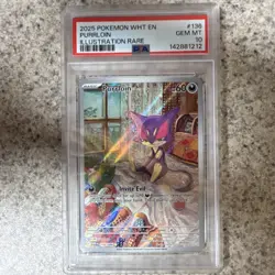 Pokemon Purrloin Illustration Rare Holo Sv: White Flare 136/086 2025 PSA 10 - Image 1