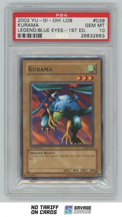 2002 Yu-Gi-Oh Legend/Blue Eyes 1st Edition Kurama PSA 10 #LOB-039 - Image 1