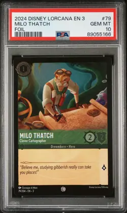 2024 Disney Lorcana 3 #79 Milo Thatch Clever Cartographer - Foil PSA 10 GEM! - Image 1