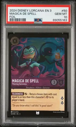 2024 Disney Lorcana 3 #50 Magica De Spell Thieving Sorceress - Foil PSA 10 GEM! - Image 1