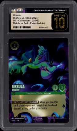 2024 Disney Lorcana Ursula Deceiver Rainbow Foil 03/D23 CGC 10 Pristine - Image 1