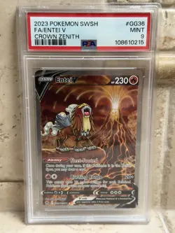 Entei V GG36 Crown Zenith Rare Pokemon Card PSA 9 MINT - Image 1