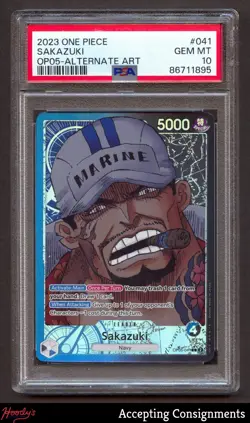 2023 One Piece Card Game Awakening of the New Era Sakazuki ALT ART PSA 10 GEM - Image 1