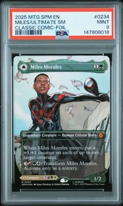 2025 MTG MARVEL'S SPIDER-MAN #0234 MILES MORALES/ULTIMATE SPIDER-MAN PSA 9 - Image 1