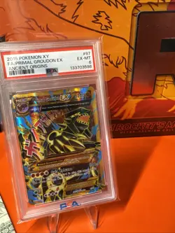 2015 Pokemon XY Ancient Origins #97 Primal Groudon Ex Mega Full Art PSA 6 - Image 1