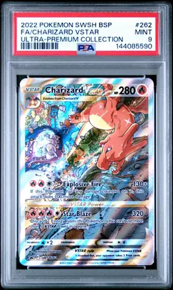 2022 POKEMON SWSH BLACK STAR PROMO #262 FULL ART/CHARIZARD VSTAR PSA 9 - Image 1